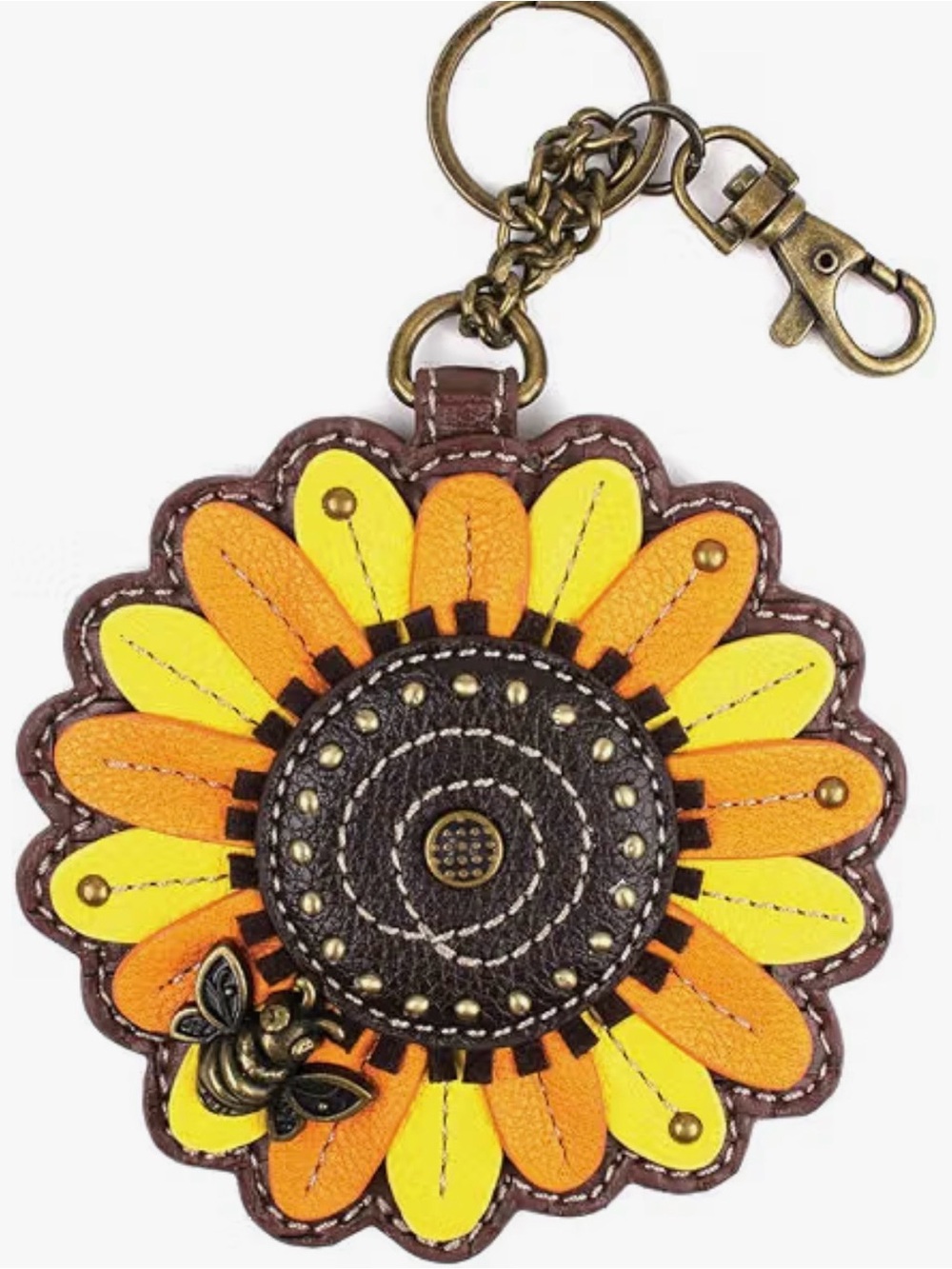Chala sunflower bag charm key chain coin purse NWT